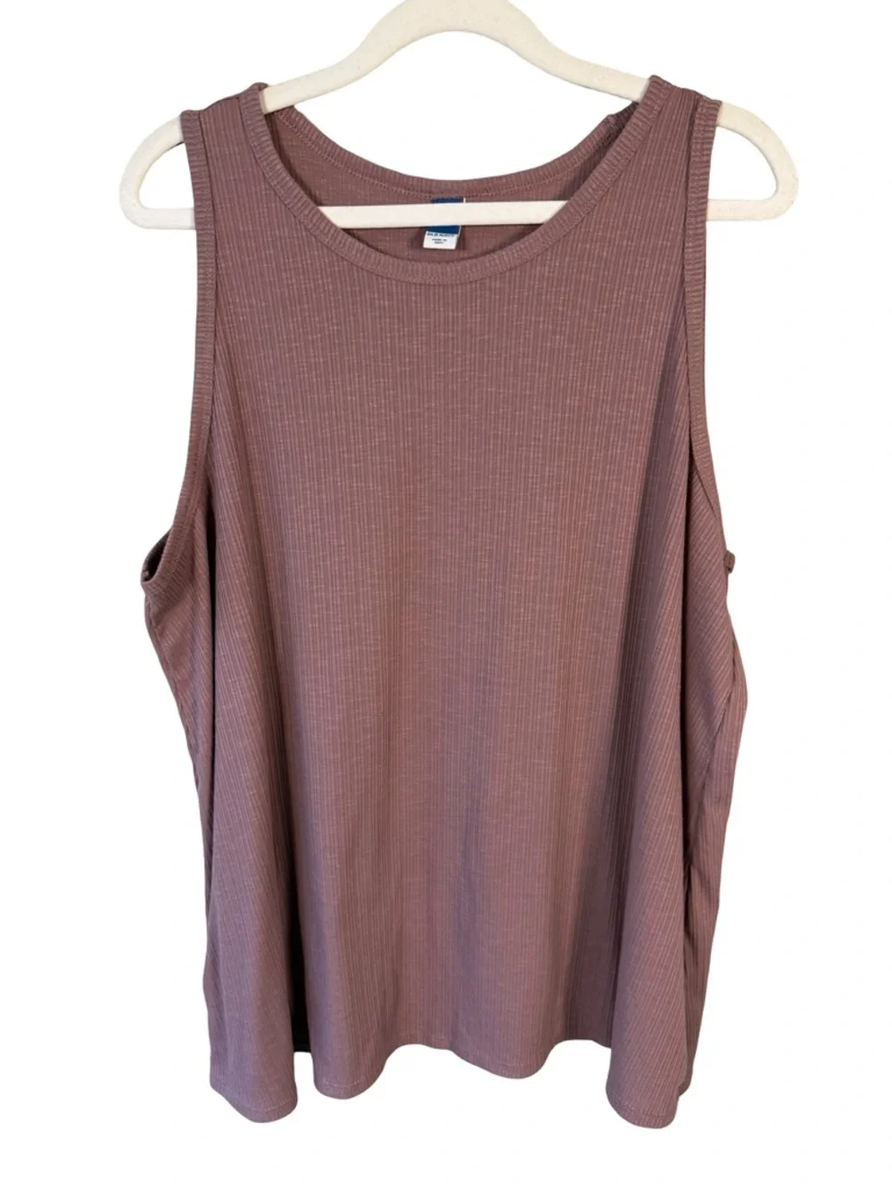 Old Navy Mauve Ribbed Tank Top Size XL Casual Minimalist Summer Stretch Basic - Picture 1 of 10